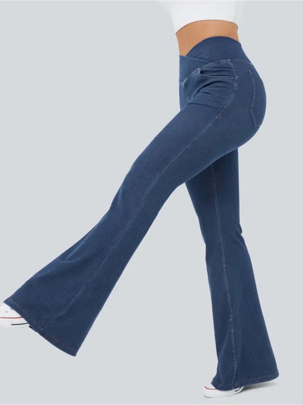 HALARA Crossover Dark Blue High-Rise Flared Jeans